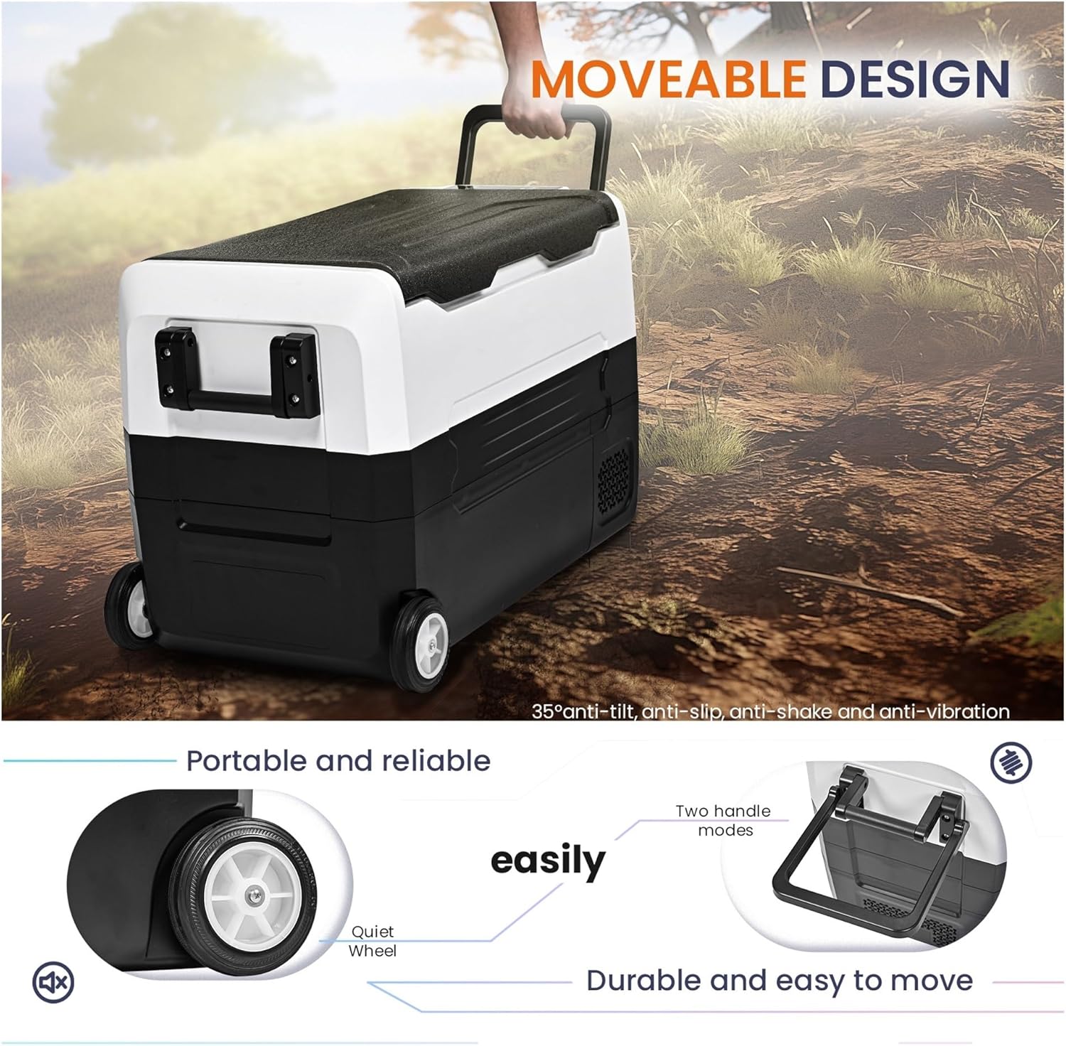 Portable Refrigerator Freezer, -4℉~68℉, 47 Quart(44L) Mini Fridge,12/24V DC& 120-240V AC,Car Fridge For RV,Trunk,Home