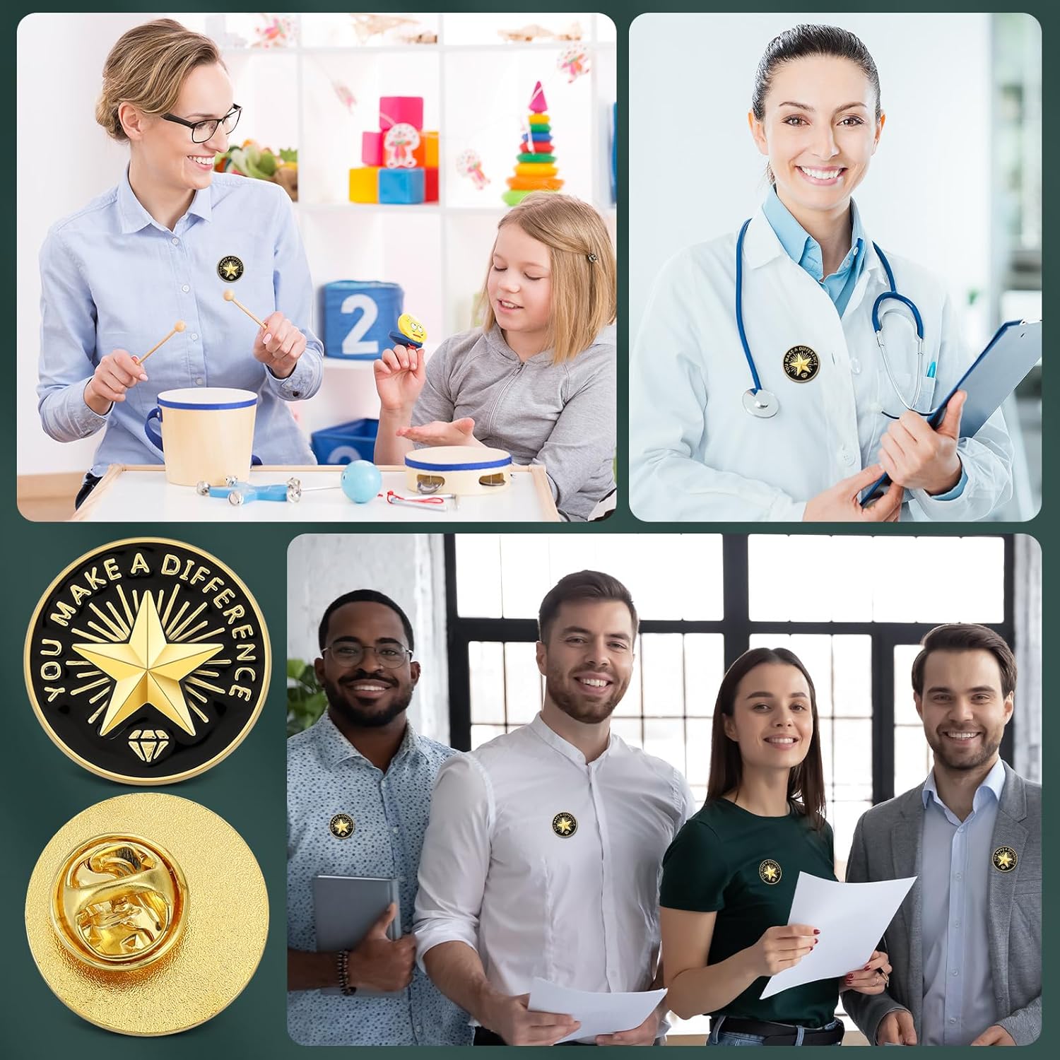 Yunlly 100個 社員 エナメル ピン 違いを生む 認識ピン 金メッキ 従業員ピン スターピン 賞 従業員 スタッフ チーム