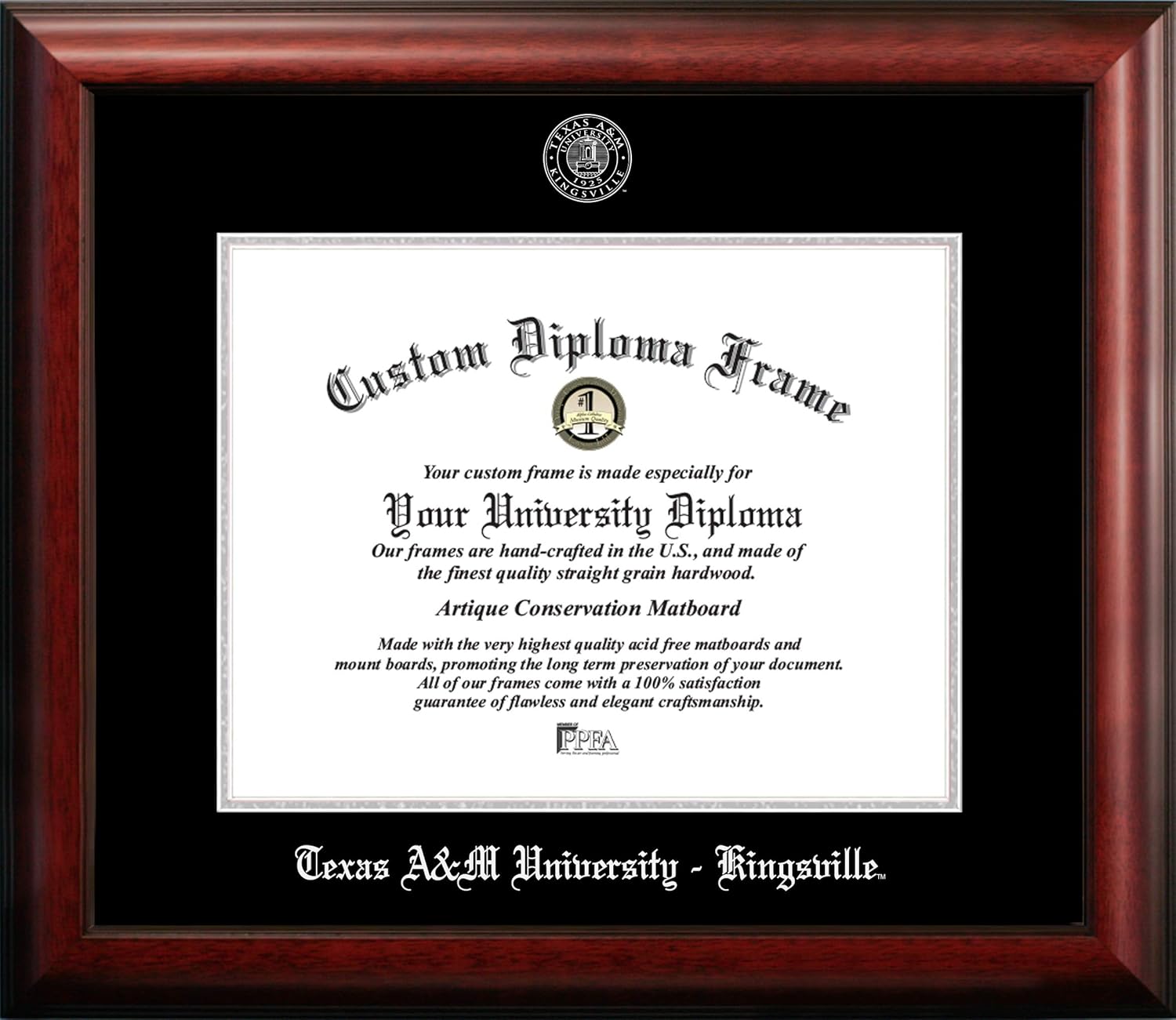 Campus Images NCAA Texas A&M Kingsville Javelinas Unisex Silver Embossed Diploma Frame Texas A&M Kingsville University 14W x 11H Silver Embossed Diploma Frame, Brown, One Size