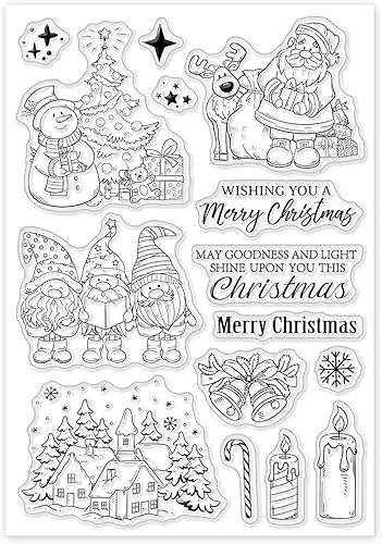 Miniatura 8 de ORIGACH Sellos transparentes de gnomo de Navidad, sellos de silicona reutilizables de gnomo de Navidad para hacer tarjetas navideñas, álbumes de