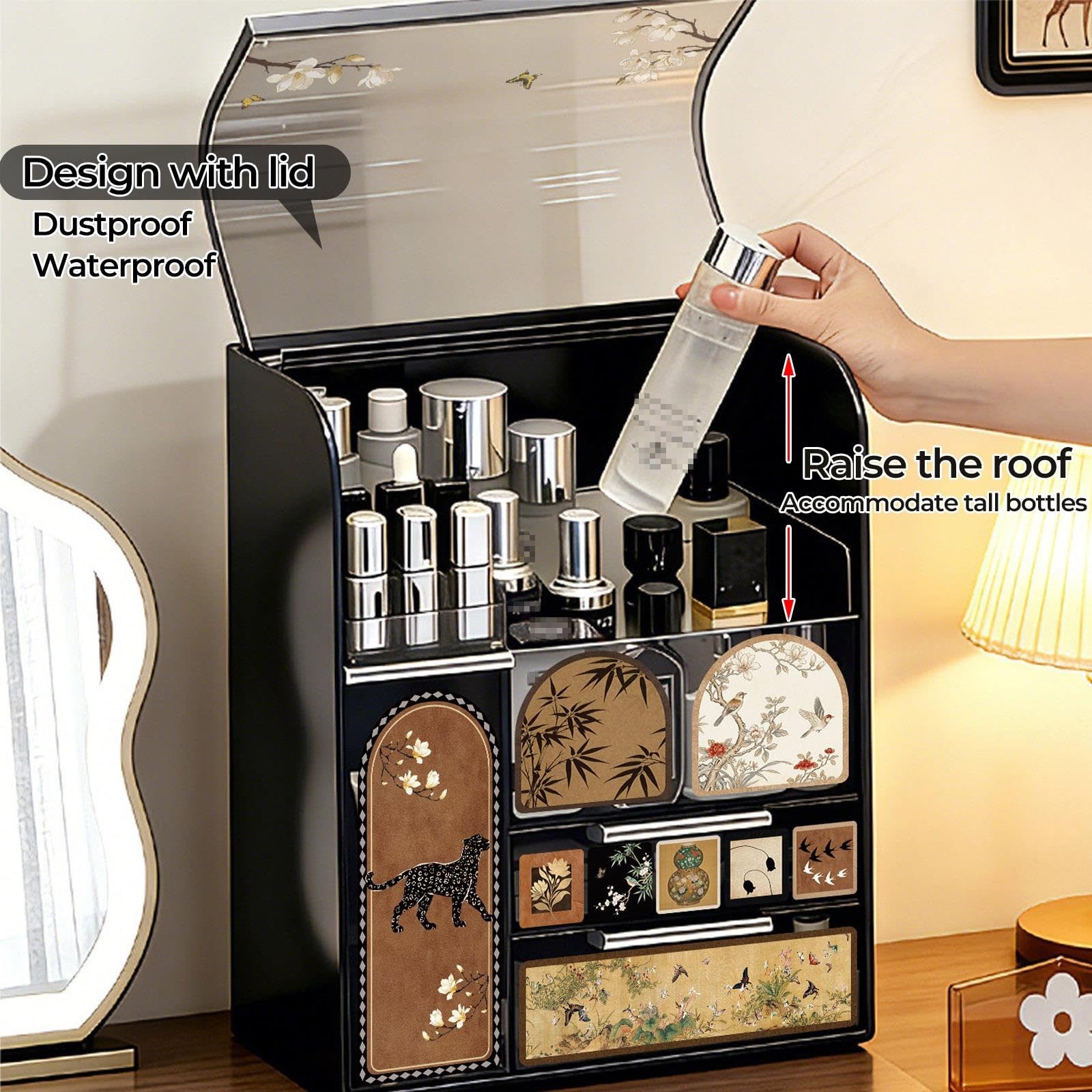 Make-up-Organizer, Kosmetik-Aufbewahrungsbox mit transparentem Deckel
