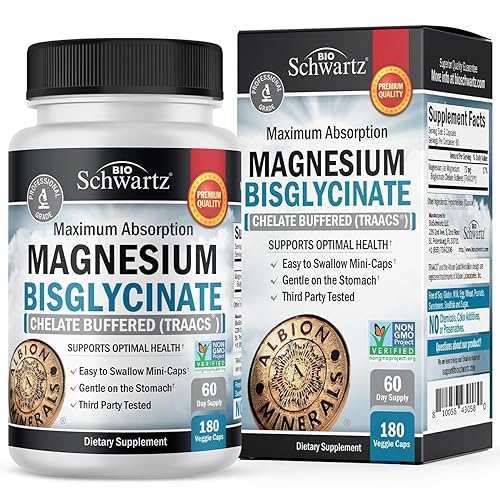 Magnesium Bisglycinate Chelated Supplement - High Absorption Magnesium Glycinate Supplement for Women and Men - Sleep, Muscle, Bone & Joint Support - Non-GMO, Non-Laxative Chelate - 180 Capsules