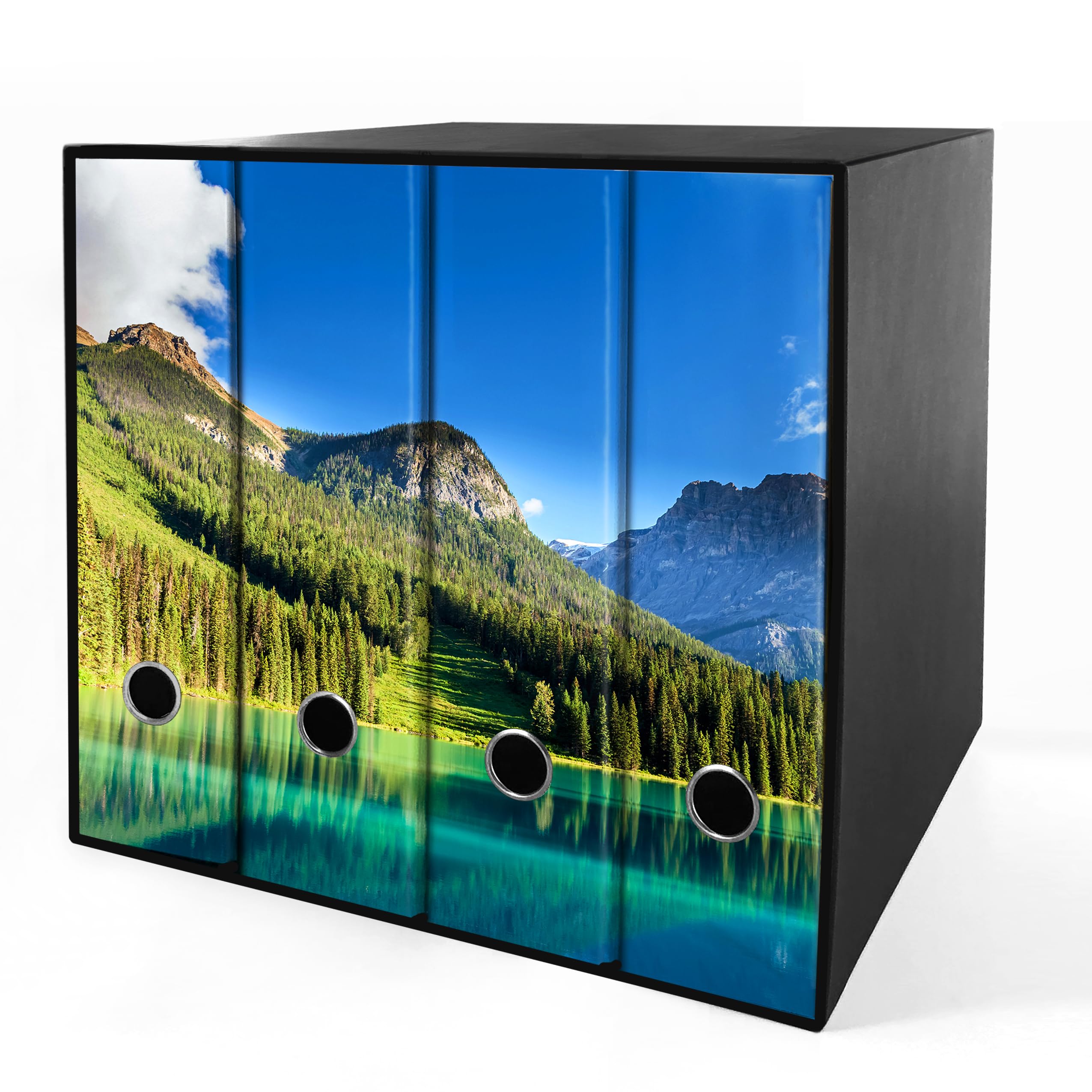 Shareprinting Set da 4 raccoglitori ad anelli - LAGO DI MONTAGNA (H31 cm con 2 anelli)