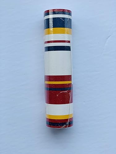 Miniatura 3 de Dundee Deco BD6193 - Borde de papel pintado prepegado - Geométrico rojo, blanco, azul, rayas amarillas, borde de pared, diseño retro, 15 pies x 6.5