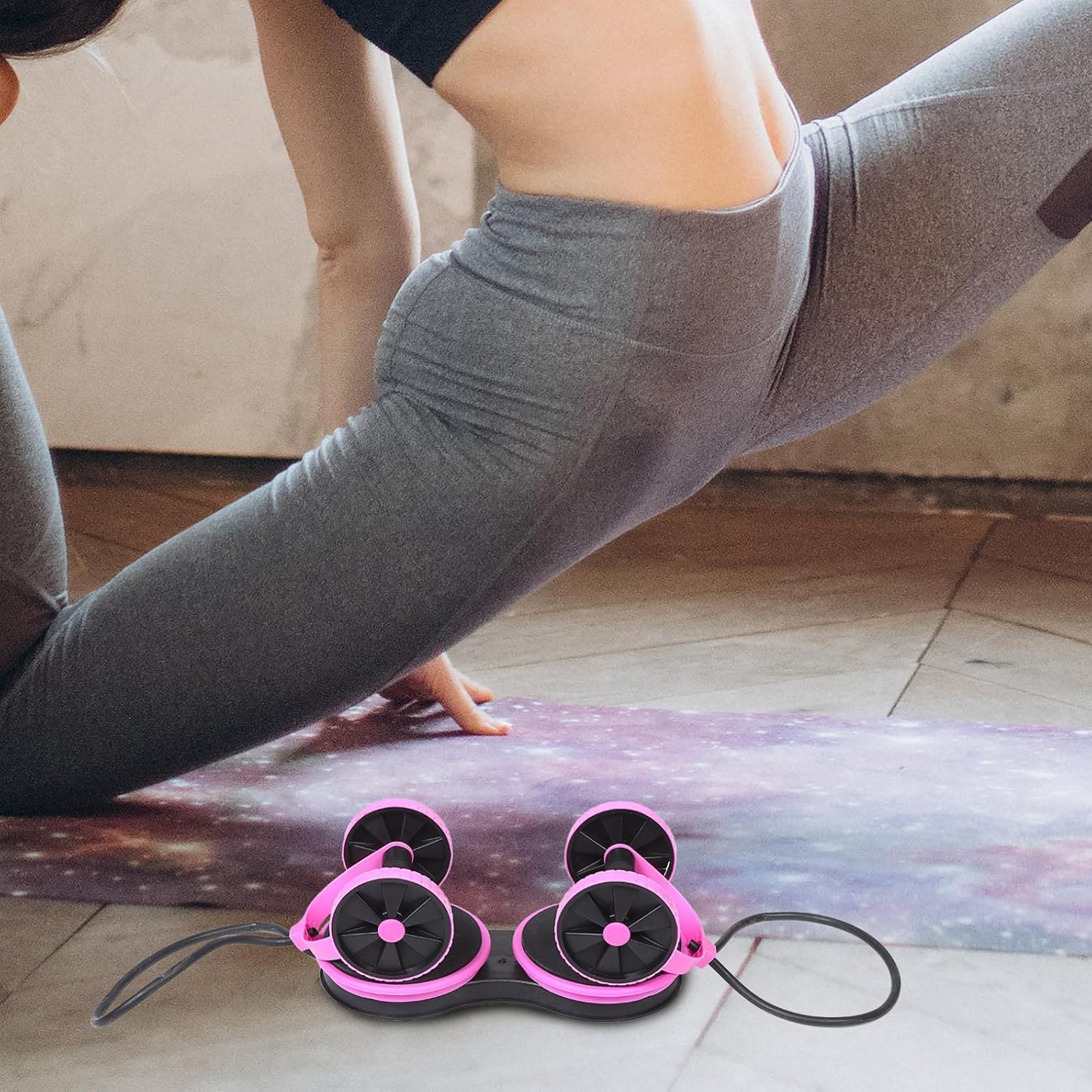 Detachable Plastic Wheel Trainer Resistance with Abdominal Pull Rope Multi-functional Exercise Portable Fitness Equipment Training for or Arm and Leg, at Home or Outdoors