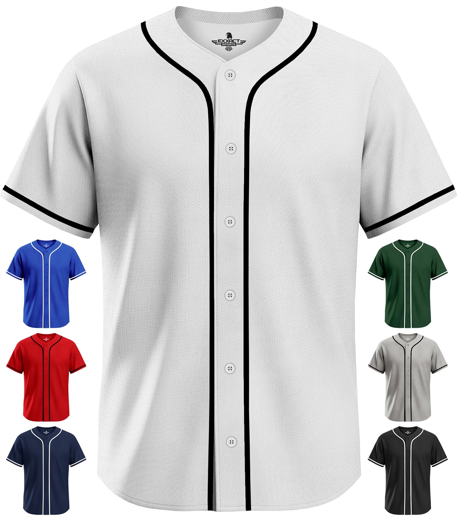Blank Baseball Jersey, Unisex Classic Button Down Softball Jersey for Men & Women, Comfortable for All-Day Wear