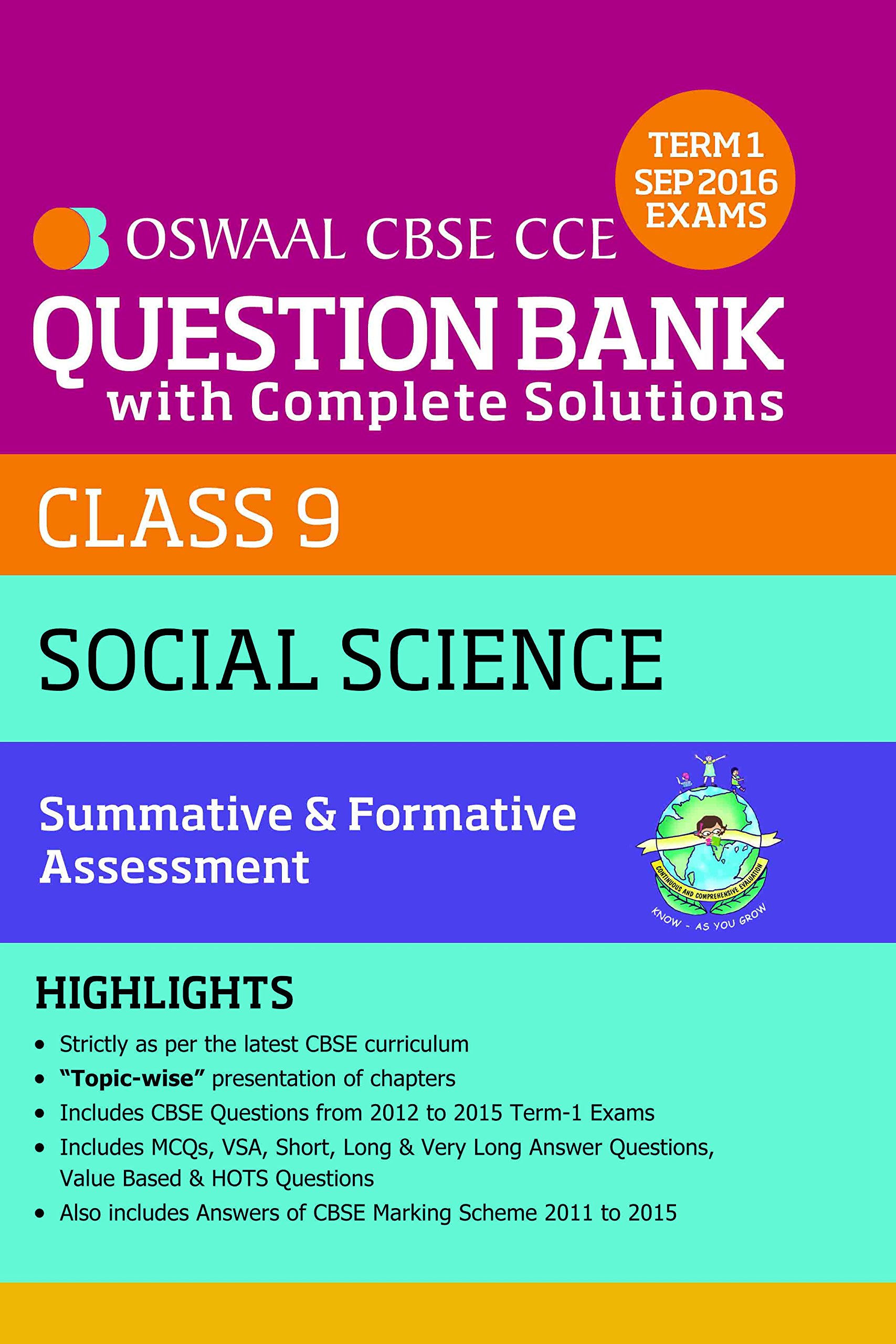 Oswaal CBSE CCE Question Bank With Complete Solutions For Class 9 Term I (April to Sep. 2016 ) Social Science