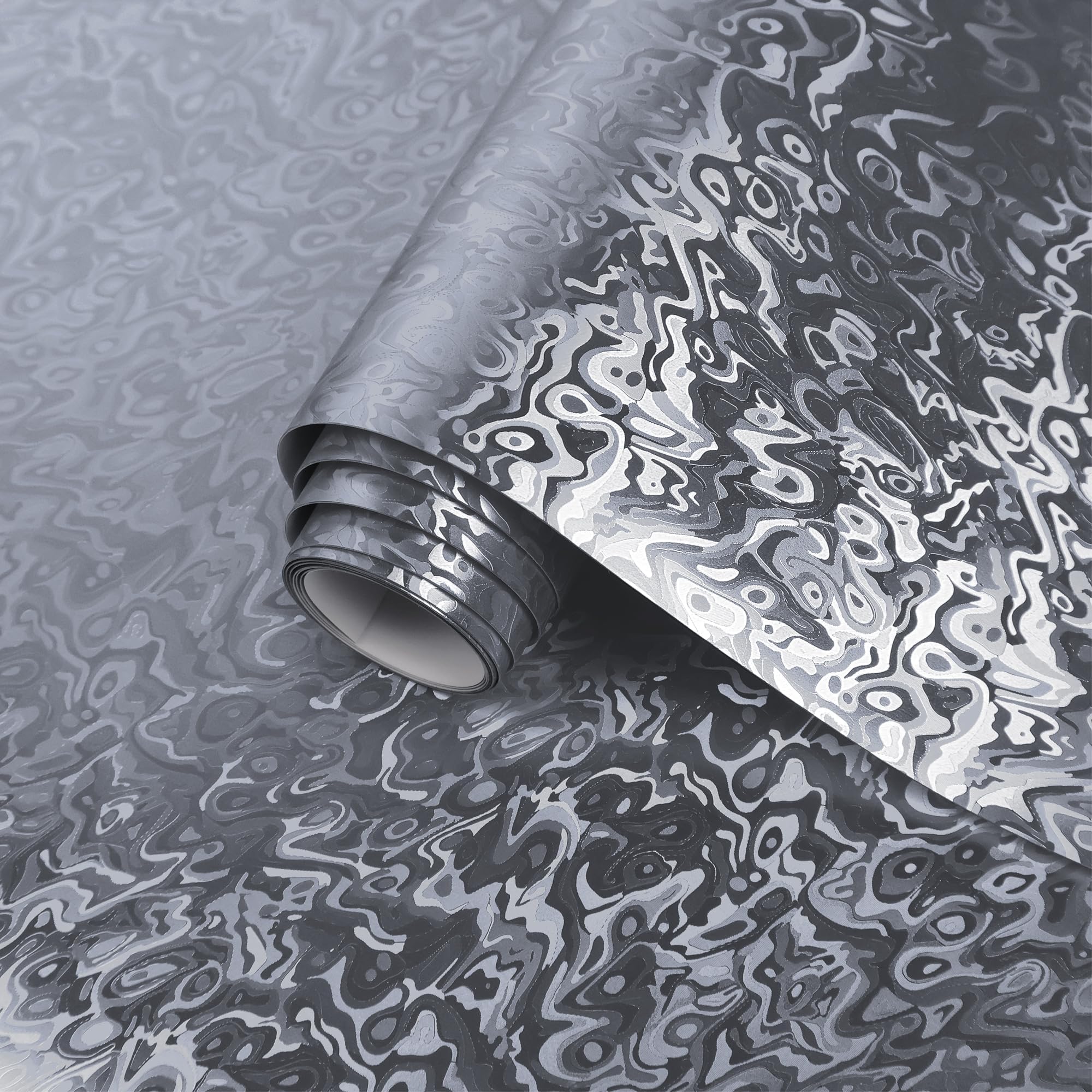 Lypumso Forged Carbon Fiber Vinyl Wrap, 3D Cosmic Ghost Textured Auto Car Sticker Decal Film Sheet DIY Vehicle Paint Changing Wrap Featuring Air Release Technology (Silver, 1ft x 10ft)