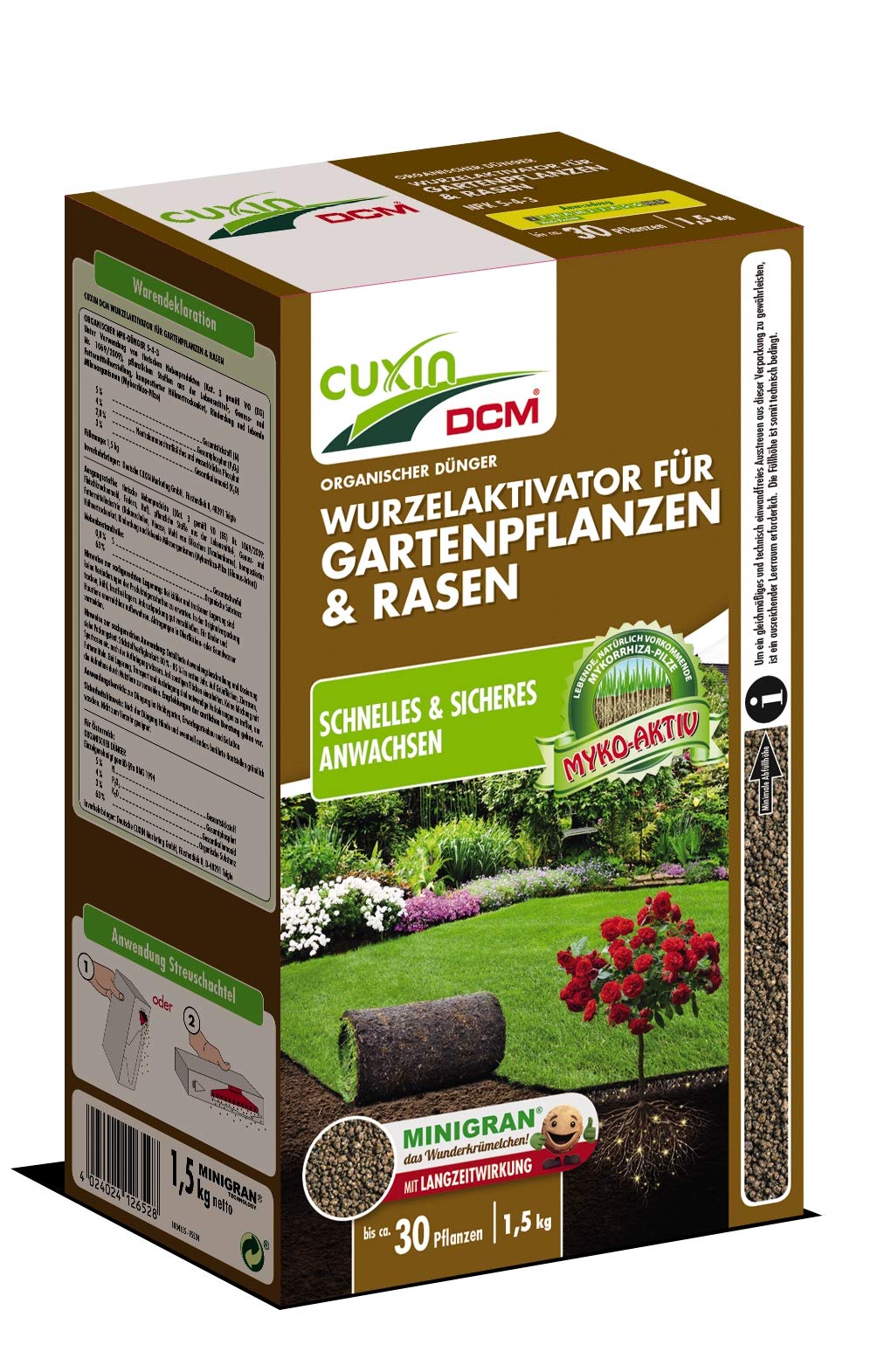 CUXIN DCM Wurzelaktivator fr Gartenpflanzen & Rasen - Bodenaktivator - Mit  MINIGRAN TECHNOLOGY - Neuanlage - organisch-mineralischer NPK-Dnger-1,5  ...