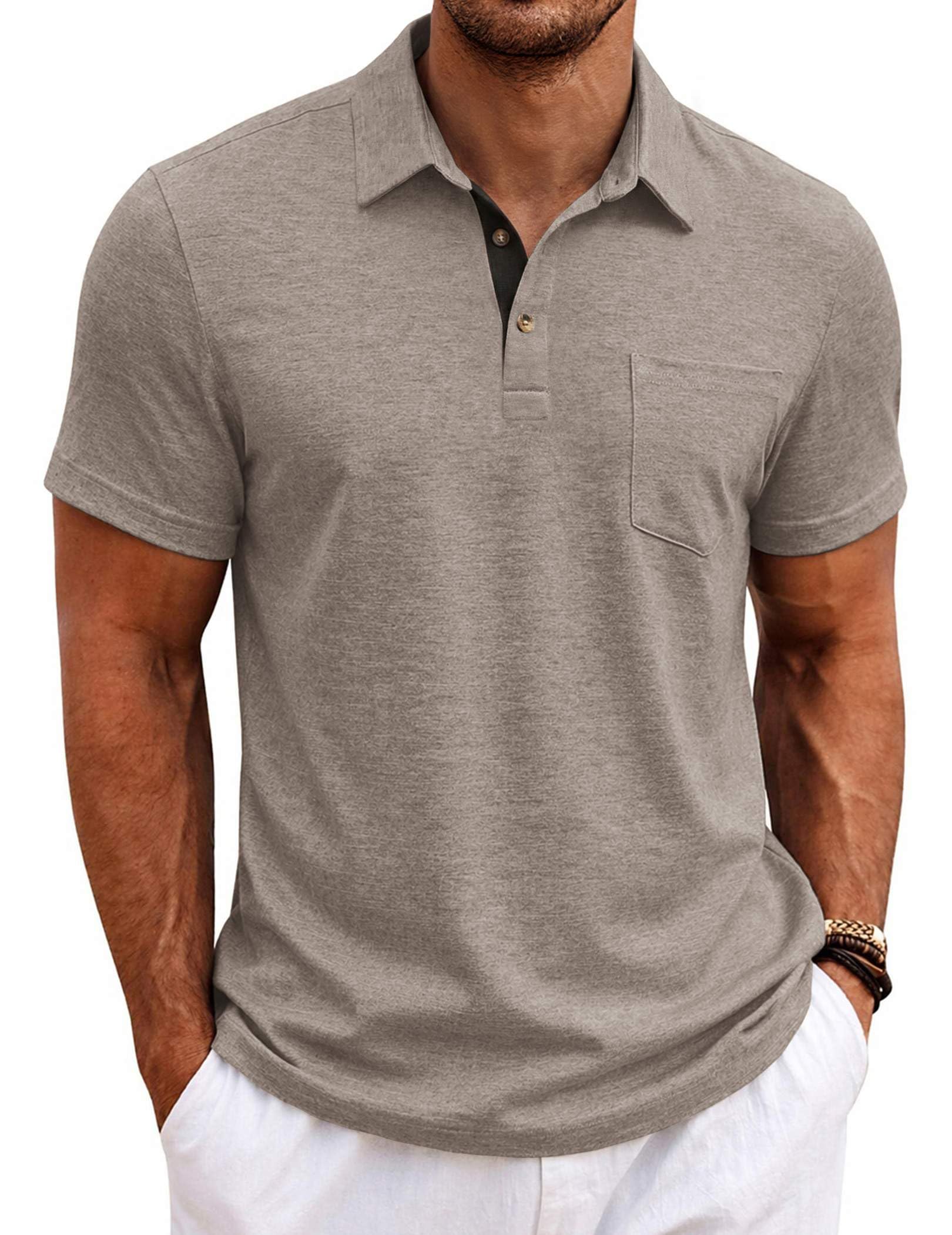 Mens Polo Shirts Short Sleeve Casual Summer Collar Shirts Soft Breathable Polo Tee Shirts Classic Golf Shirts