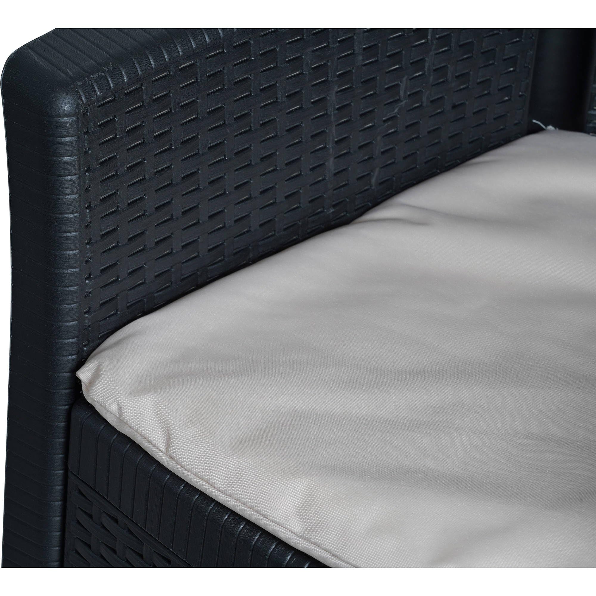 Dmora - Sedia da esterno Como, Seduta da giardino, Poltrona outdoor effetto rattan, 100% Made in Italy, 59x57h85 cm, Antracite