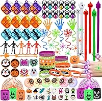 Vista 1 de Recuerdos de fiesta de Halloween para niños, 206 golosinas de Halloween sin dulces, juguetes surtidos de trucos o tratos, premios de aula, regalos
