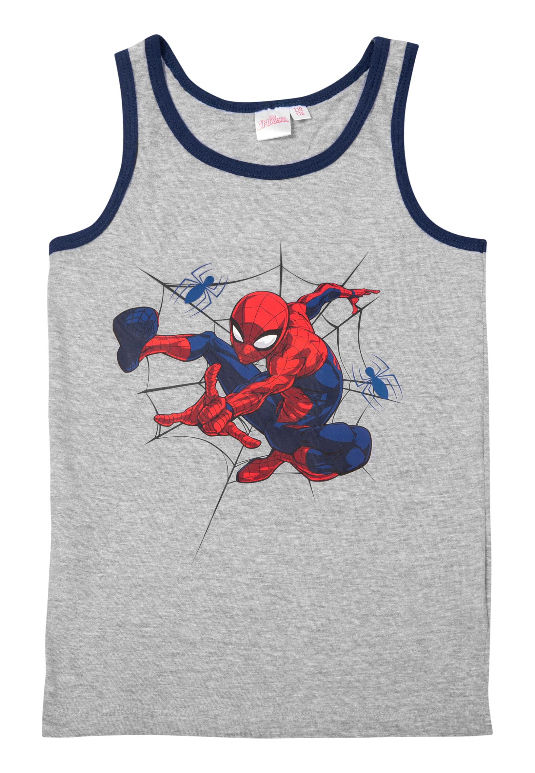 Marvel Spiderman Lot de 2 maillots de corps, pour garçon, pour enfant, gris/bleu