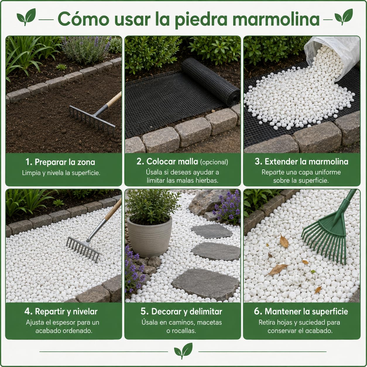 Piedras Blancas para Jardin y Terratios| Piedras Decorativas para Macetas | Ideal para Acuarios | Piedras Marmolina Blanca |Fácil Aplicación y Múltiples Usos (Saco 8/12 25kg)