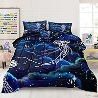 Vista 42 de Bedbay Juego de edredón de playa tamaño King, juego de ropa de cama costera de 3 piezas con diseño de concha de mar, conchas y vida marina, juego