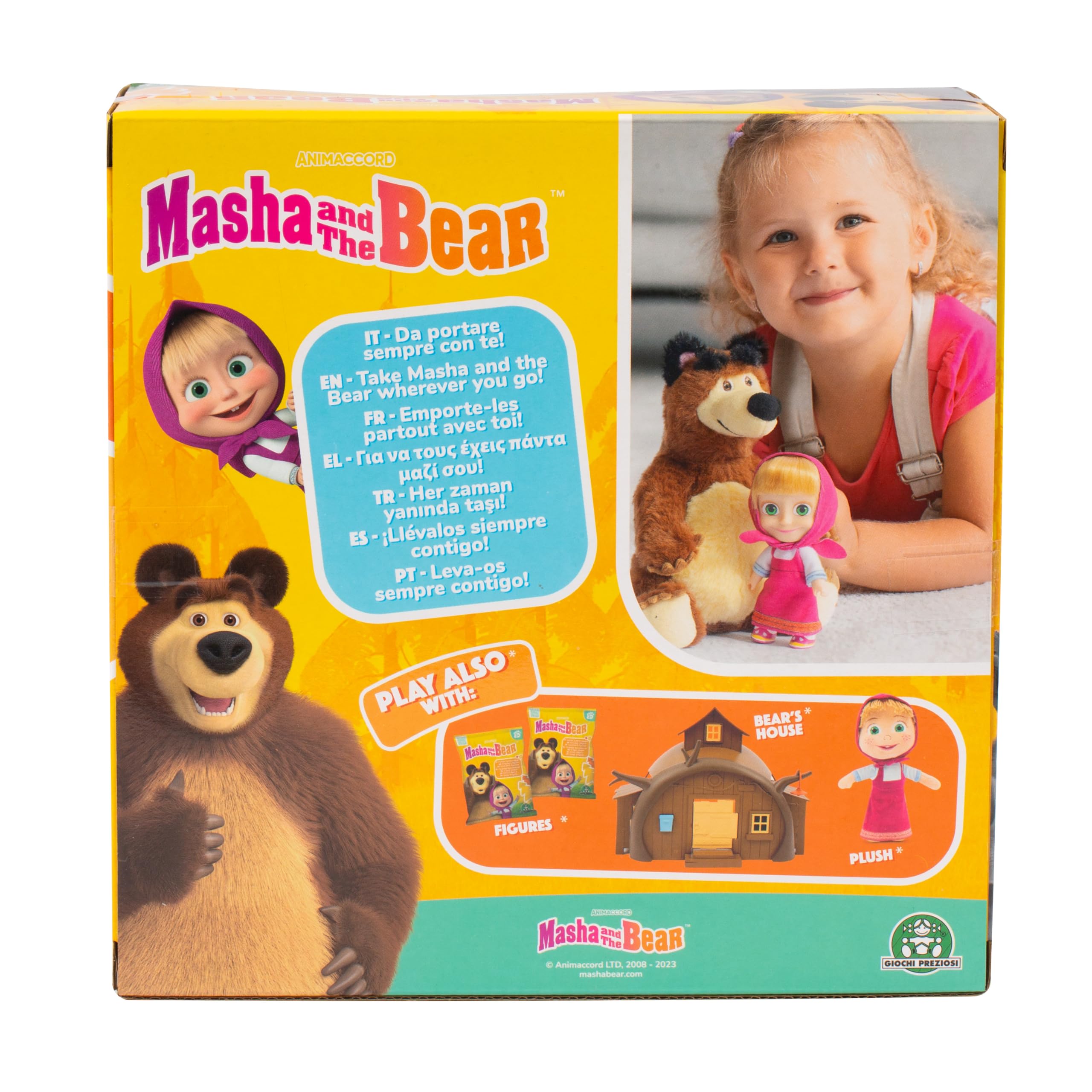 Giochi Preziosi Masha E Orso - La Coppia Di Masha Da 12 Cm Con Vestizione Classica E Il Morbido Orso Da 20 Cm In Un' Unica Confezione, Per Bambini A Partire Dai 3 Anni