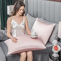 Vista 5 de Funda de almohada de seda de morera para cabello y piel, funda de almohada de seda de morera de tamaño king refrescante con cremallera oculta