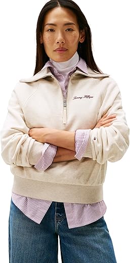 Tommy Hilfiger Women's Classic Script Fleece Half Zip Sweatshirt