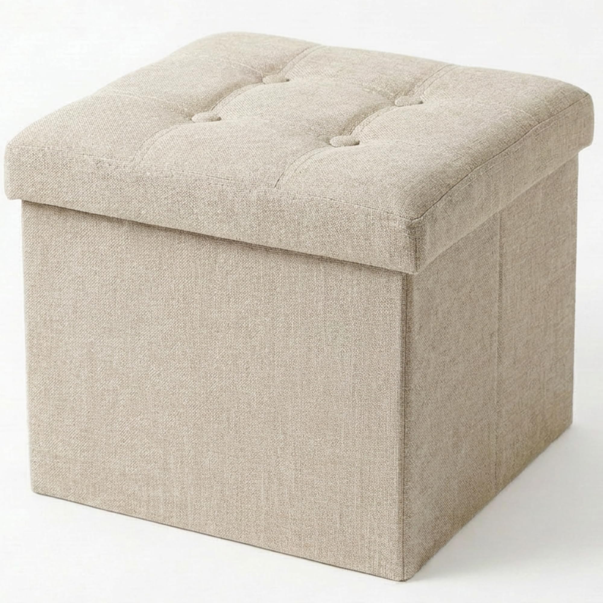 edihome, Puff Almacenaje Plegable, (38 x 76 x 38cm), Baul, Otomana con Tapa – Banco de Tela Organizador y Asiento para Dormitorio y Pie de Cama (Beige Tostado, 38 x 76 x 38 cm) — view 13