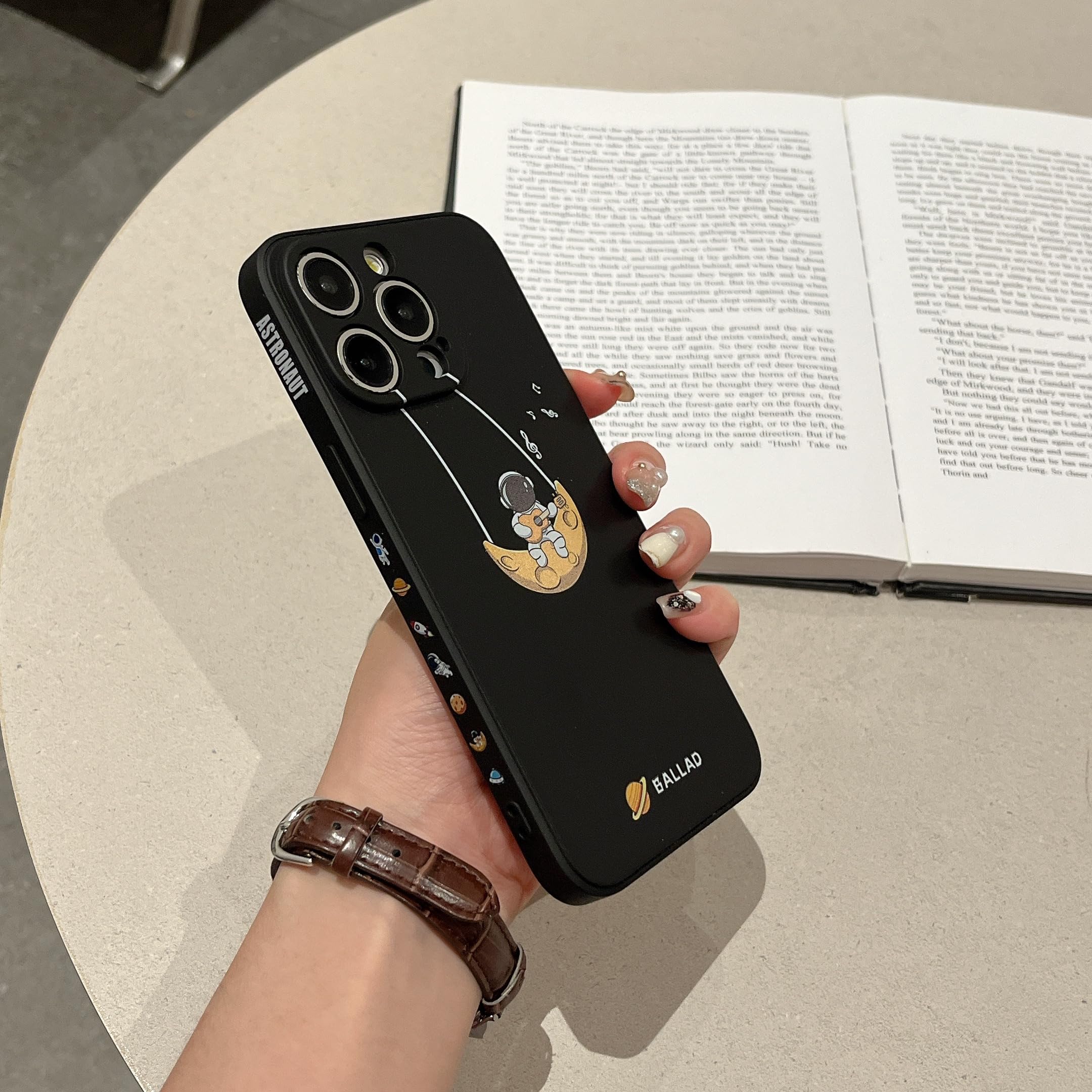 Yonds Queen for iPhone 14 Pro Max Cute Case, Cool Cartoon Astronaut Space Planet Moon Design Stylish Soft TPU Bumper Shockproof Anti-Slip Protector