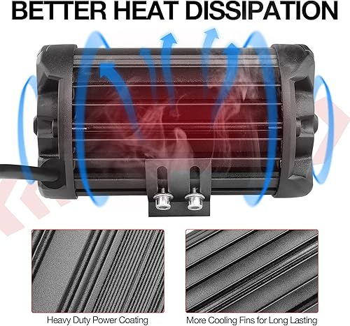 Miniatura 4 de Barra de luz LED ámbar de 5 pulgadas, Niking Auto Side Shooter Pods amarillo claro, luces antiniebla cuádruple fila de 264 W, haz combinado de