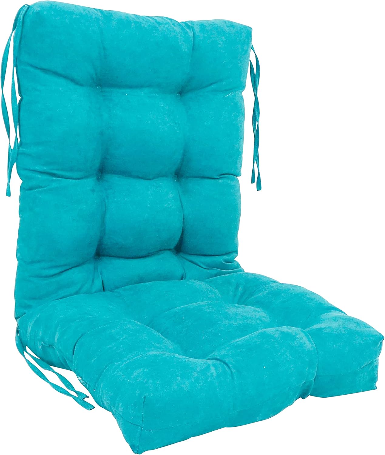 Blazing Needles 18 38-inch Microsuede Seat/Back Tufted Chair Cushion, 18" x 38", Aqua Blue