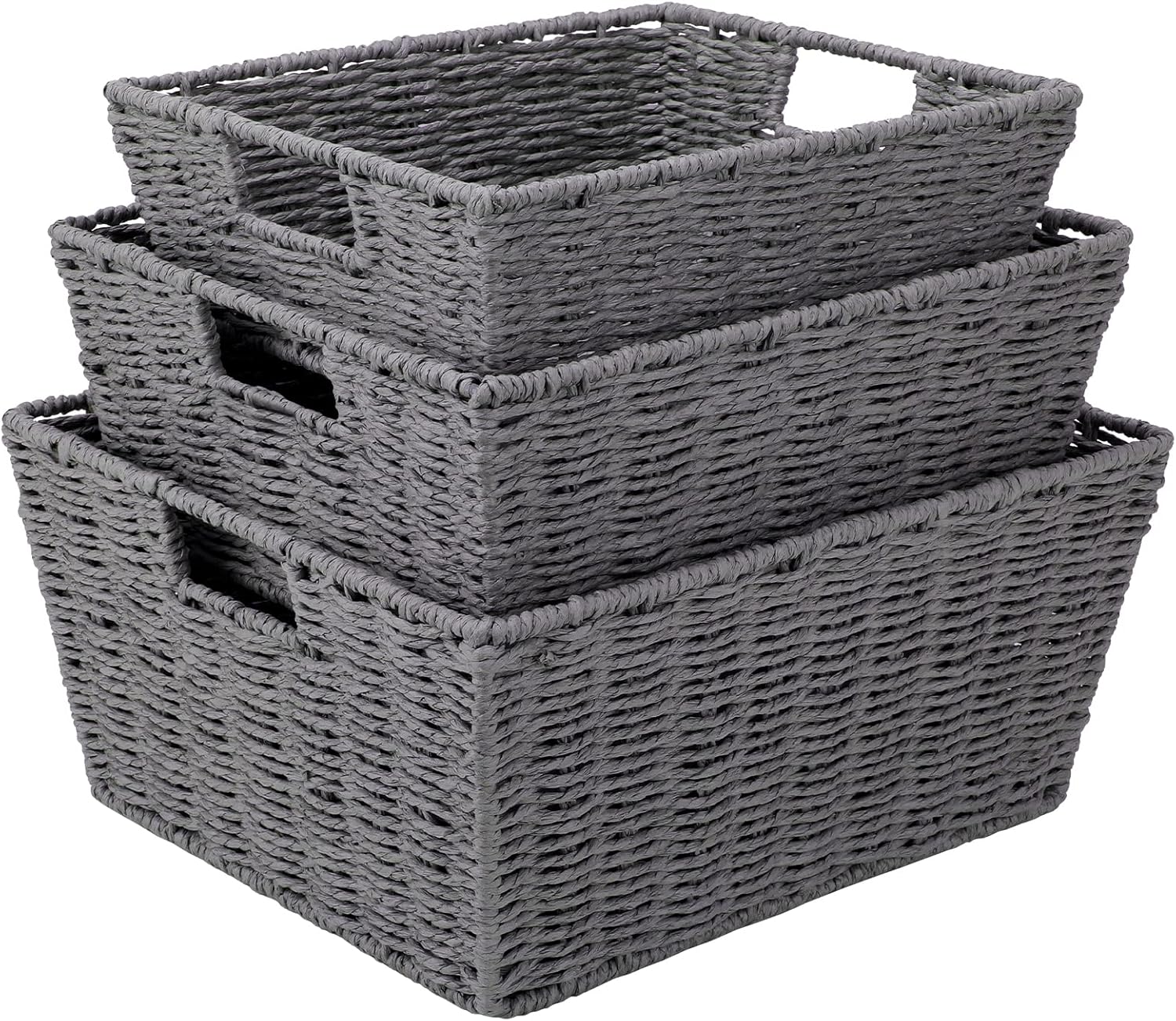MEELOTOP Wicker Storage Baskets, Paper Rope Woven Baskets