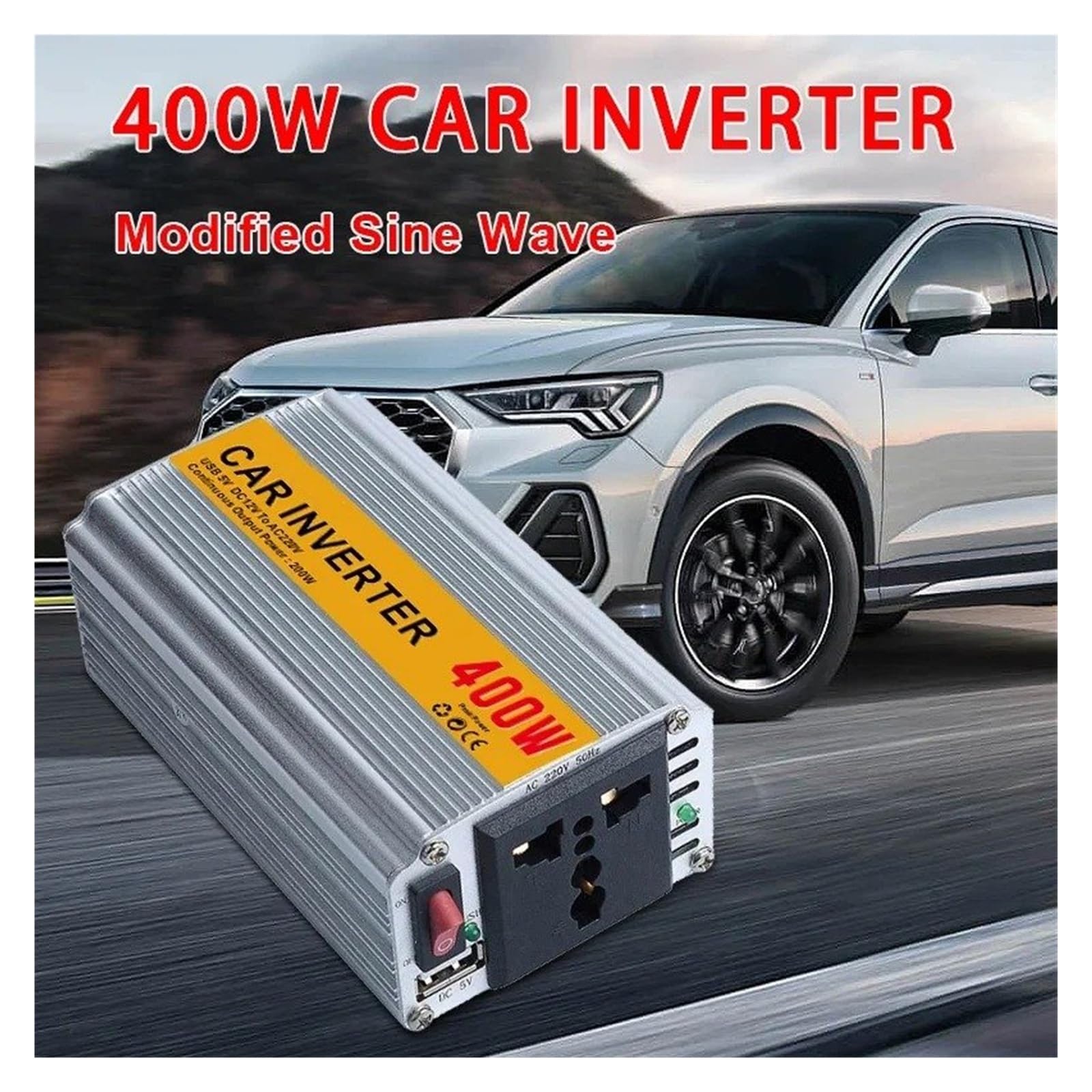 Potenza Convertitore Potenza Di Picco Inverter Sinusoidale Modificato Da 2 V A 220 50 Hz 400 W Adattatore Convertitore Caricabatteria Per Auto Spina Universale