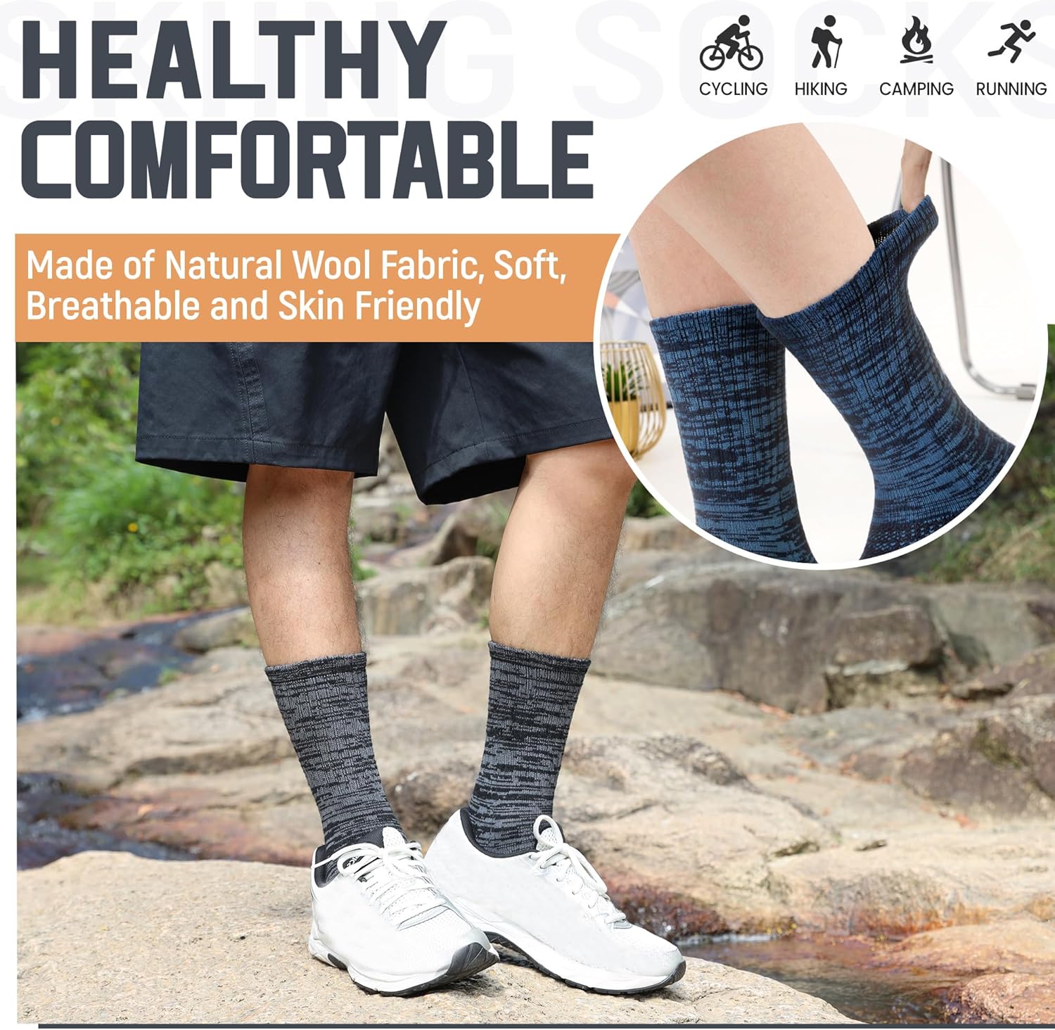 DoSmart Merino Wool Hiking Socks for Women Men Thermal Winter Warm Moisture Wicking Boot Work Cushion Gift Socks 5 Pairs - Image 3