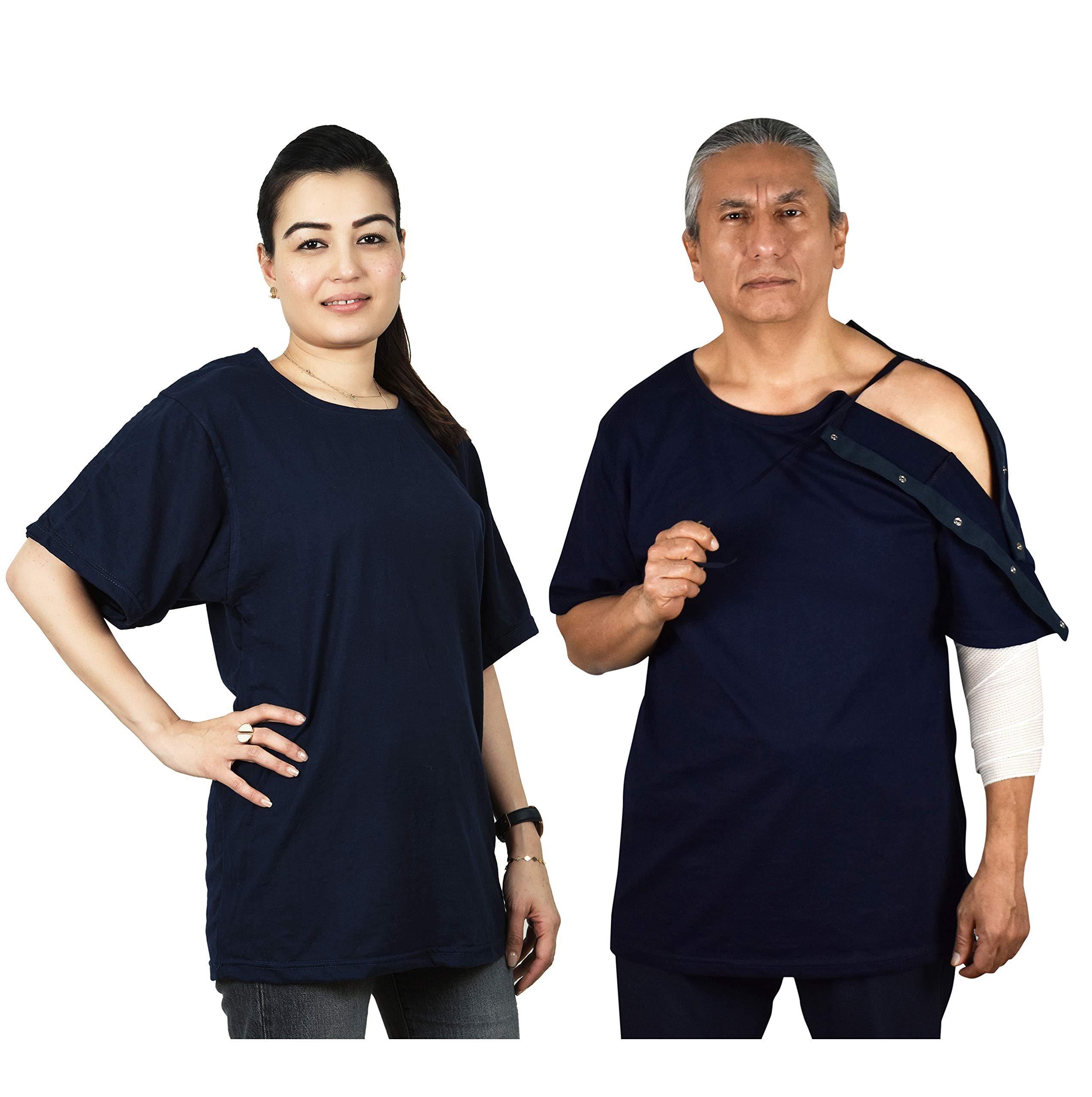 Inspired ComfortsLeft Shoulder & Side Access Post Surgery & Rehab Unisex Snap Shirt