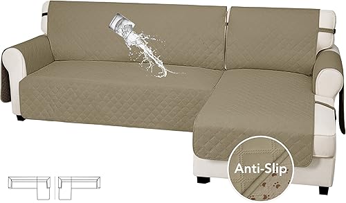 Easy-Going - Fundas impermeables para sofá seccional con chaise, 2 piezas, antideslizantes, forma de "L", para perros, protector de muebles a prueba