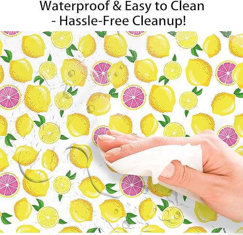 Miniatura 3 de NA - 2 manteles de plástico color limón, mantel de verano, rectangular, amarillo, impermeable, para fiesta de verano, decoración de verano, fiesta