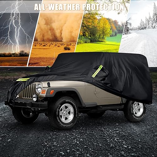 Miniatura 6 de Fundas impermeables de repuesto para Jeep Wrangler 2 puertas 2007-2022, 6 capas de ajuste personalizado para todo tipo de clima, con puerta con