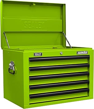 Sealey Topchest, Mid-Box & Rollcab Combination/Tool Chest on Wheels, 14 Drawer with Ball-Bearing Slides - Green - APSTACKTHV