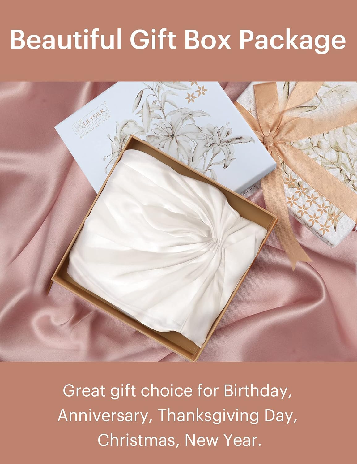 LilySilk Silk Bonnet for Sleeping Womens 100% Mulberry Silk Sleep Cap Hair Wrap for Curly Long Hair - Image 7