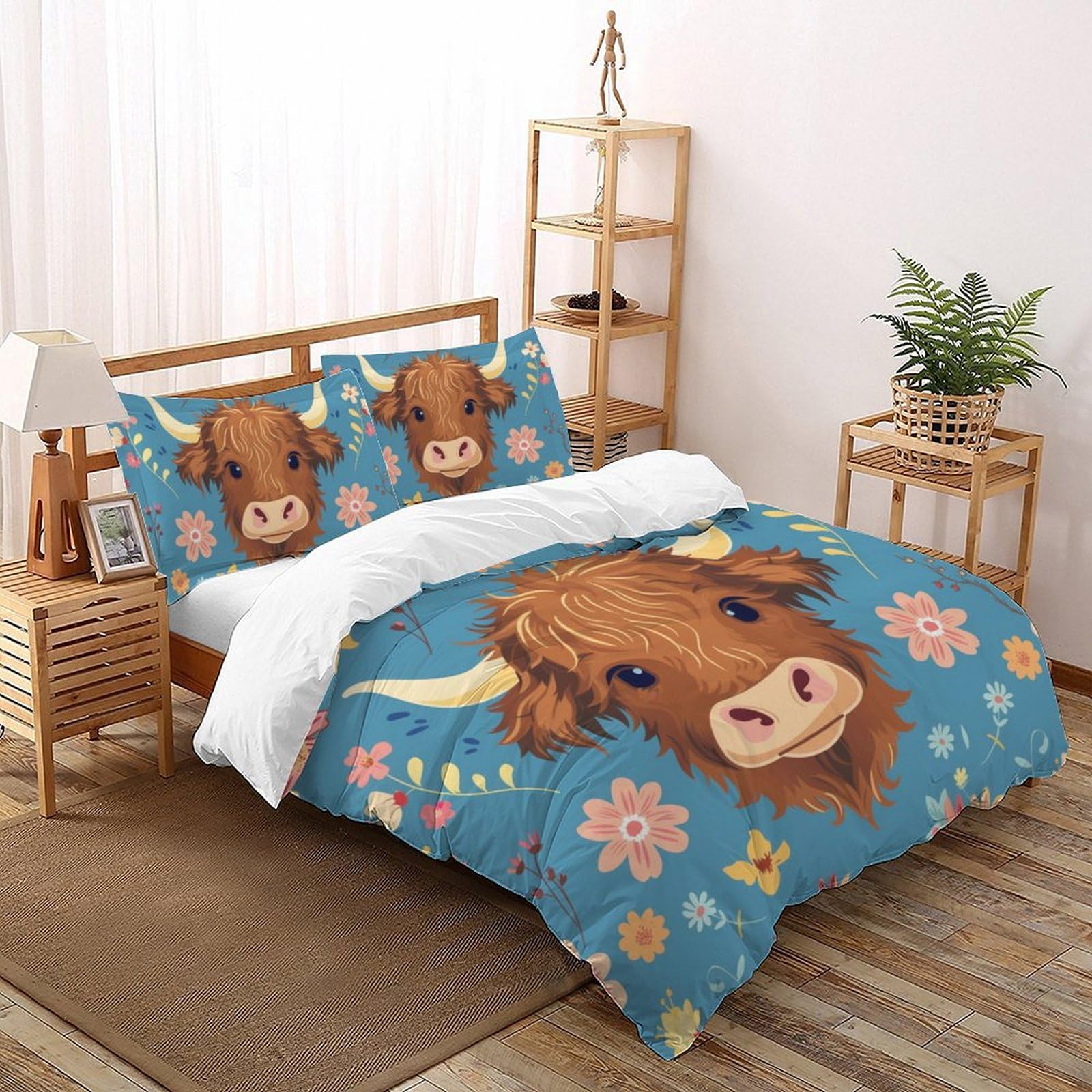 Parure de lit animaux mignons housse de couette 260x220cm avec taies