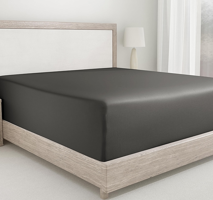 加州设计深口袋床单 - 400线数100%纯棉缎面 - 灰色