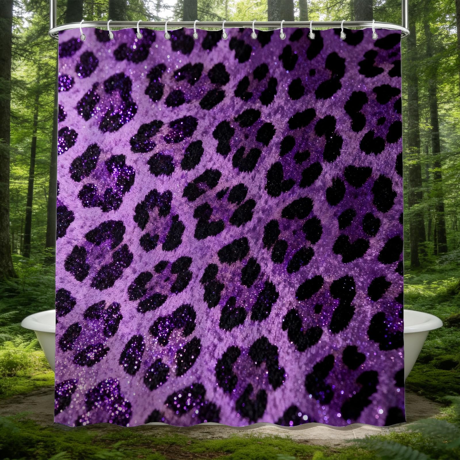 Hongduo 3D Leopard Print Shower Curtain for Stalls Bathtubs Simple Bathroom Decor Shower Curtain Set Polyester Fabric Waterproof 180x180cm/71X71 Inch with Hooks