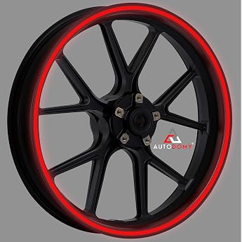 Autodomy Rim Sticker Reflective Complete Set for 2 Wheels from 15 to 19 Inch Sport Design Rims Sticker Motorcycle Tuning Reflective Red Width 10 mm