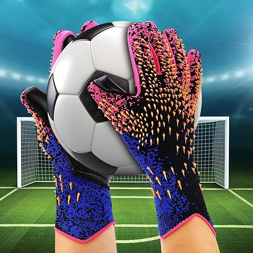 Miniatura 6 de Keenso Guantes de portero de fútbol, guantes de portero profesionales sin tirantes para jóvenes, guantes de fútbol con agarre con talla 8/9/10 para