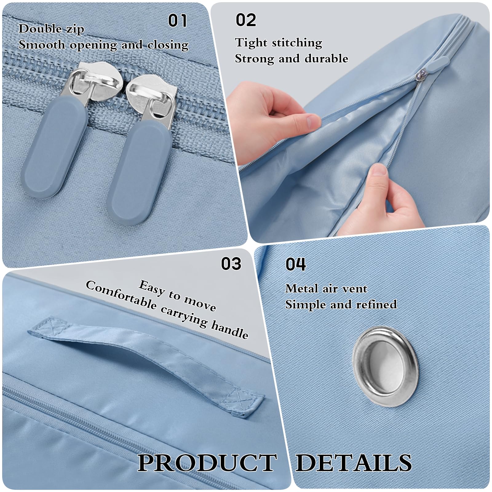 EnixwH Sac Compression Voyage, 54x42x60 CM Organisateur Auto Compression, Sac Rangement Vetement Pliables, Sac Rangement Couette Avec Poignée Renforcée, Pour Literie Couvertures Jouets (Beige