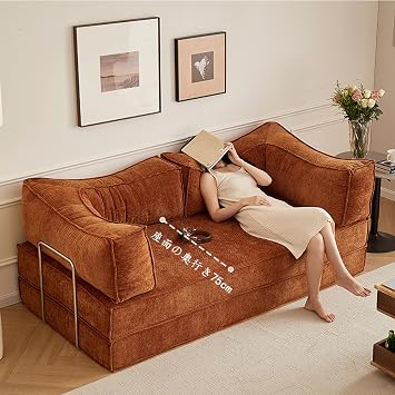 Straight Modular Sofa Bed, Two Seater Retro Color Modular Sofa, Floor Sofa Suitable for Living Room, Bedroom, Small Space, Boxed Compression Boned Sofa, Multiple Placement Methods 200*100