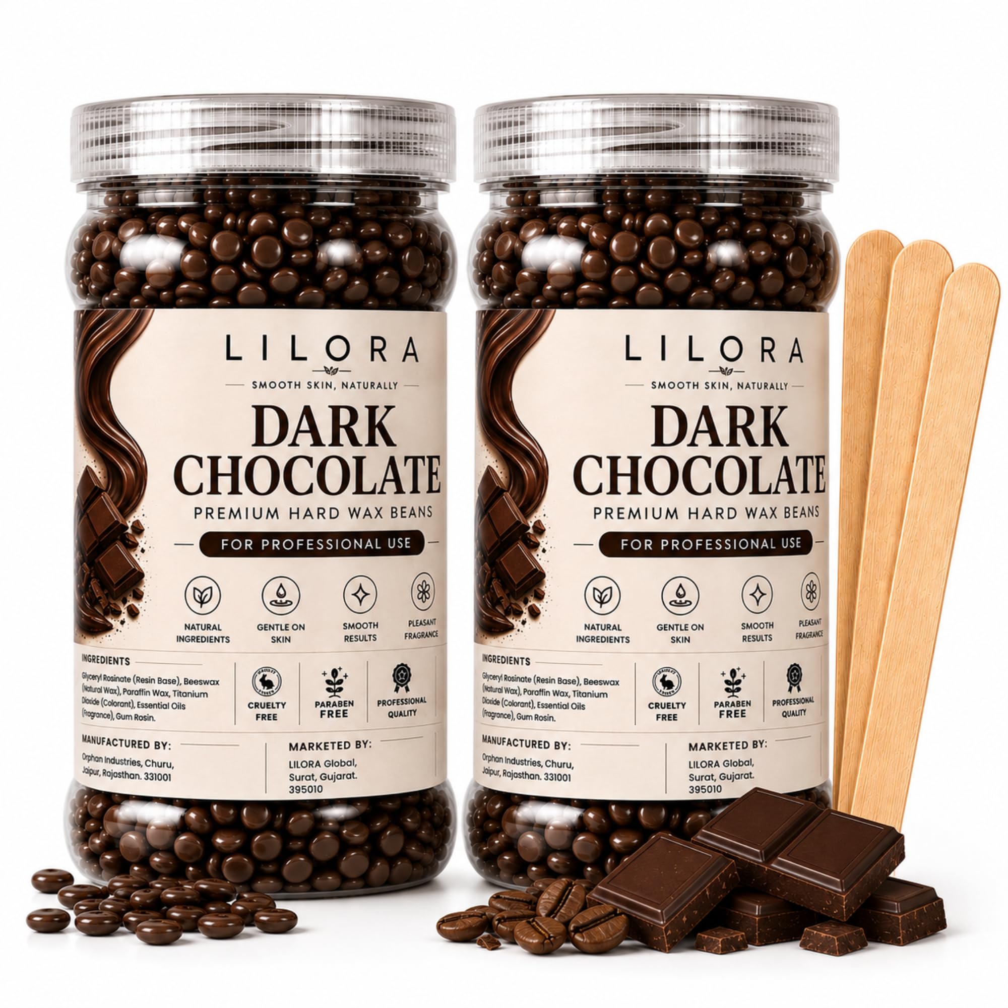LILORA Dark Chocolate Hard Wax Beans for Hair Removal 50g × 2 Pack | Brazilian Wax Beans for Bikini, Underarms & Face | Stripless Hard Wax for Full Body Waxing | Salon Quality Wax Beans-image-24