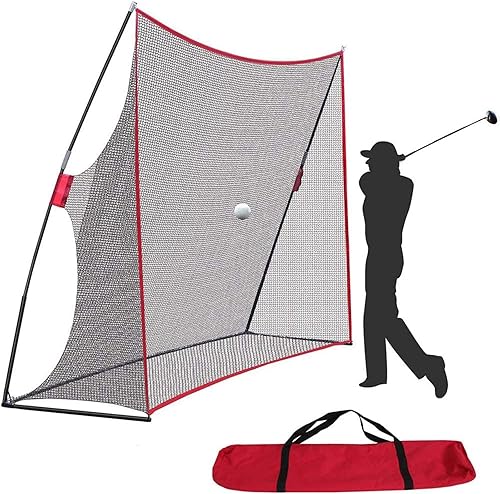 Red de golf portátil de 10 x 7 pies con bolsa de transporte para interiores y exteriores, patio, conducción, golpear astillado, red de entrenamiento