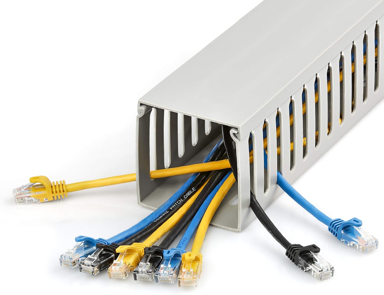 StarTech.com Open Slot Cable Management Raceway with Cover, 3"(75mm)W x 3"(75mm)H - 6.5ft(2m) length - 1/4"(8mm) Slots, PVC Network Cable Hider/Wall Wire Duct, Max 200 Cables, UL Listed, TAA