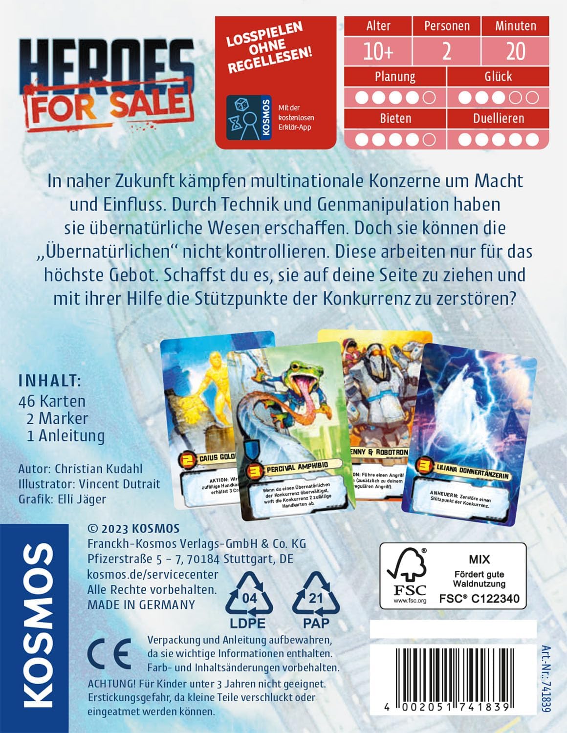 Kosmos 741839 Heroes for Sale, Duel Card Game, Game for Two, Trading Card Game Feeling, Cool Superhero Deck