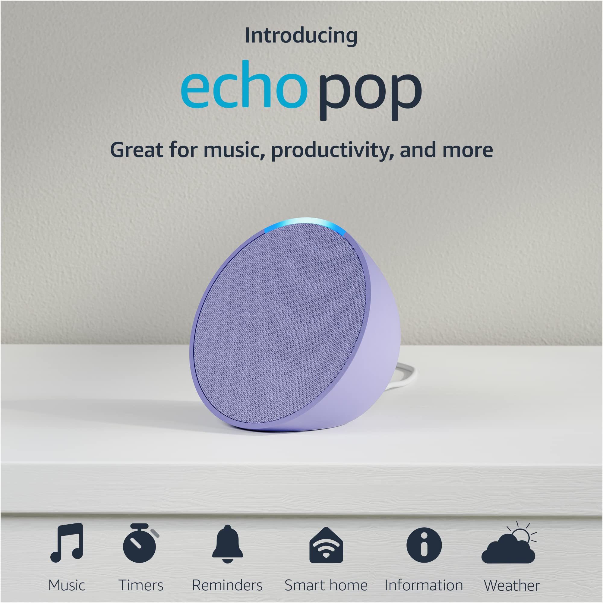 Amazon Echo Pop (newest model), Our smallest Alexa speaker, Fits in any room, Lavender Bloom - Image 10