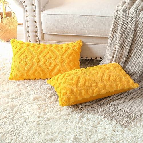 Miniatura 9 de Artscope Paquete de 2 fundas de almohada decorativas de terciopelo de lana corta suave de lujo estilo europeo para sofá y dormitorio, con forma de