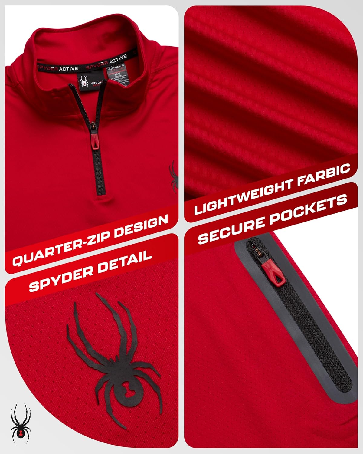 Spyder Mens Quarter Zip Pullover - 3 Pack Breathable Fleece Long Sleeve Shirts for Men 1/4 Zip Pullover Mens Golf Top