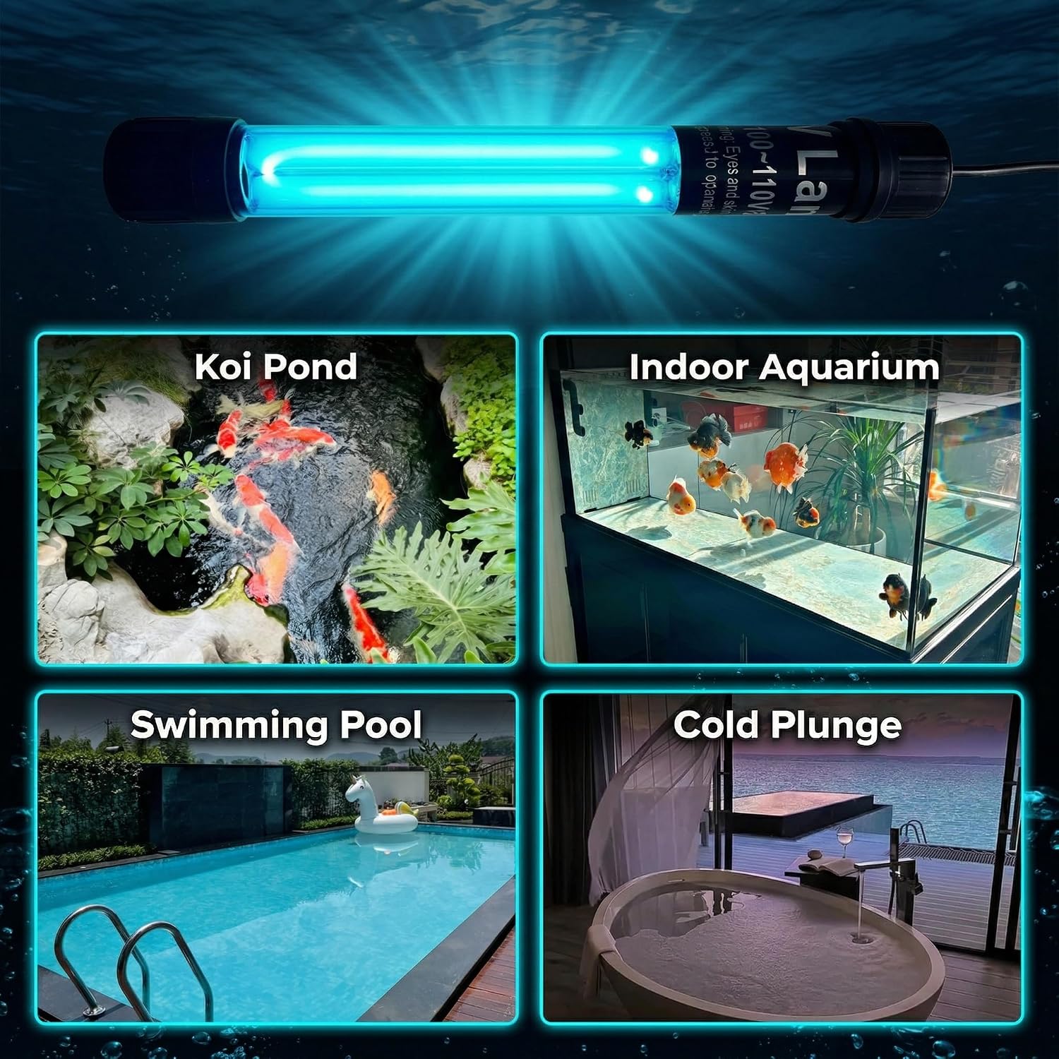 40W Aquarium UV Light for 600-0000 Gallon, UV Pond Water Clarifier with 4 Timer Settings for Koi Pond, Swimming Pool, Spa, Large Fish Tank, Cold Plunge UV Light for Pond Water Purification
